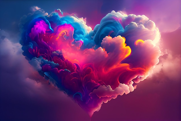 Rainbow cloud heart shape in valentine greeting illustrator