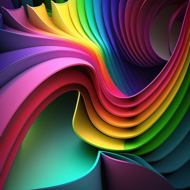 Rainbow color 3D abstract art background image Ai generated art