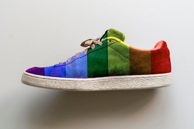 Rainbow color casual sneaker shoes lgbt pride symbol concept