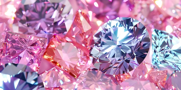 Rainbow Color Diamonds in pink and purple color background