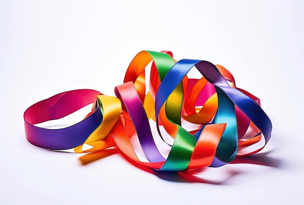 rainbow color ribbon on white background