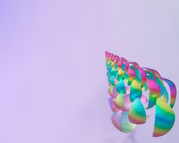 Rainbow color sea scallop shell 3d rendering