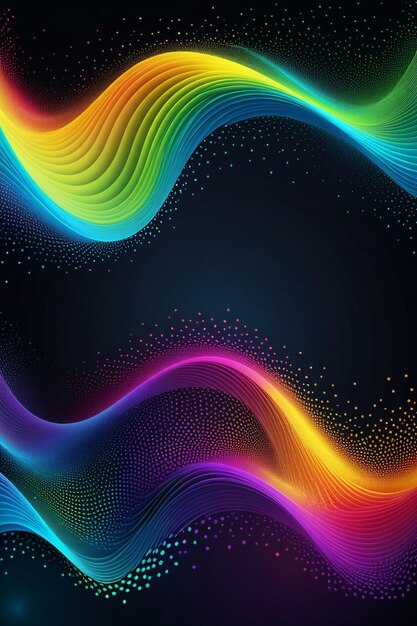 A rainbow colored abstract background with a circle of multicolored lines vertical composition