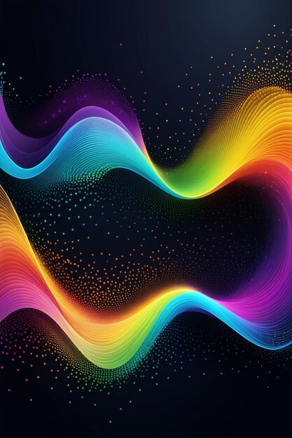 A rainbow colored abstract background with a circle of multicolored lines vertical composition