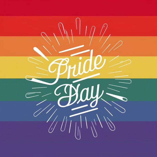 A rainbow colored background with the words in pride day