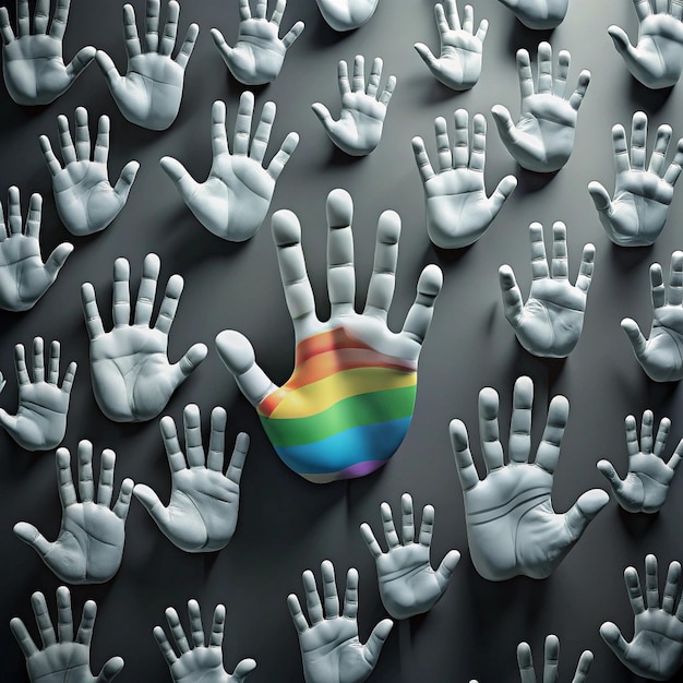 Photo a rainbow colored ball is surrounded by the hands of a hand that says rainbow