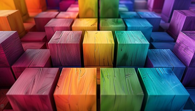 Photo a rainbow colored box with many different colored boxes