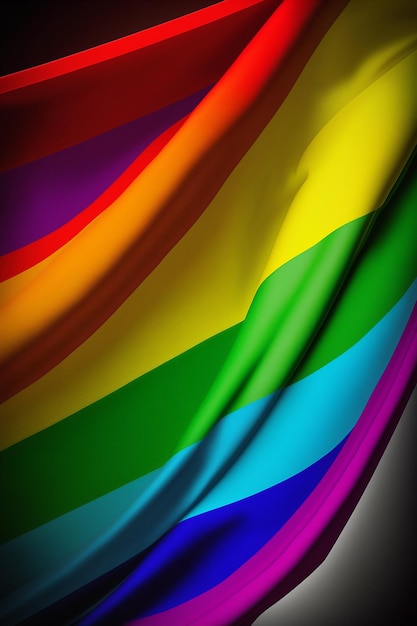 A rainbow colored curtain in a dark room.