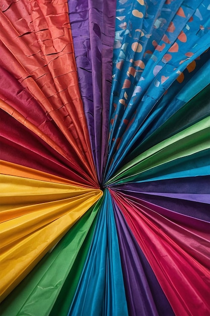 a rainbow colored curtain with the word rainbow on it