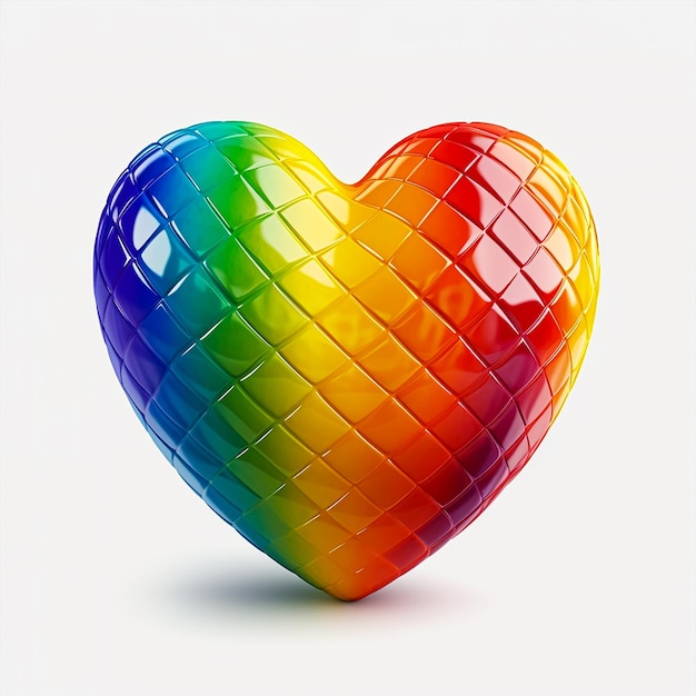 A rainbow colored heart with many small hearts on it