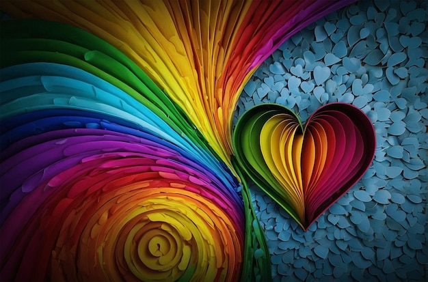 rainbow colored heart with a rainbow colored heart on the left