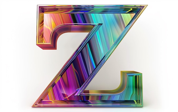 a rainbow colored letter z is shown on a white background