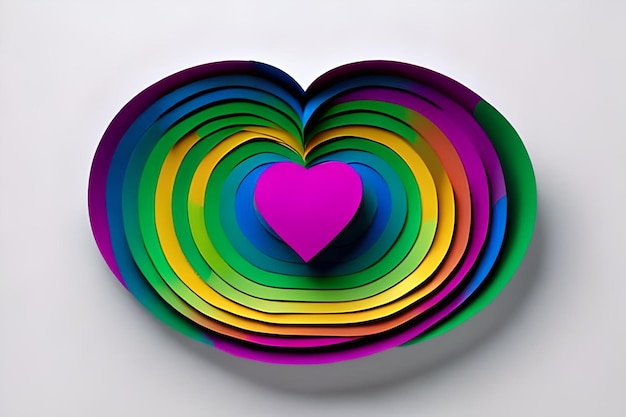 Rainbow colored paper cut out in the love heart shape Paper art rainbow heart background with 3d effect heart shape in vibrant colors vector illustration