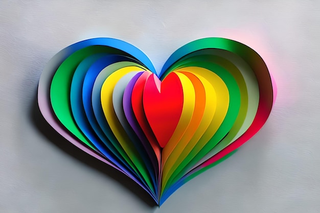 Rainbow colored paper cut out in the love heart shape Paper art rainbow heart background with 3d effect heart shape in vibrant colors vector illustration