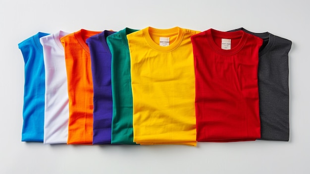 a rainbow colored shirt is hanging on a white surface