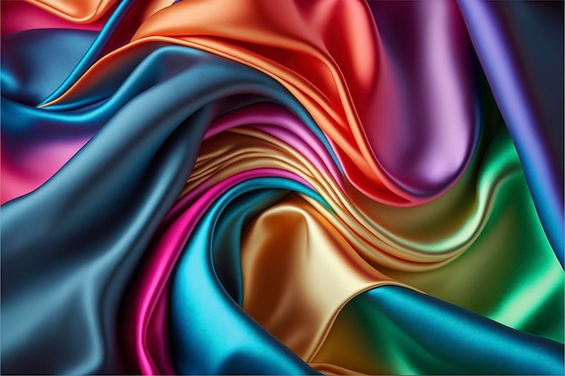 Rainbow colored silk background, abstract luxury cloth.