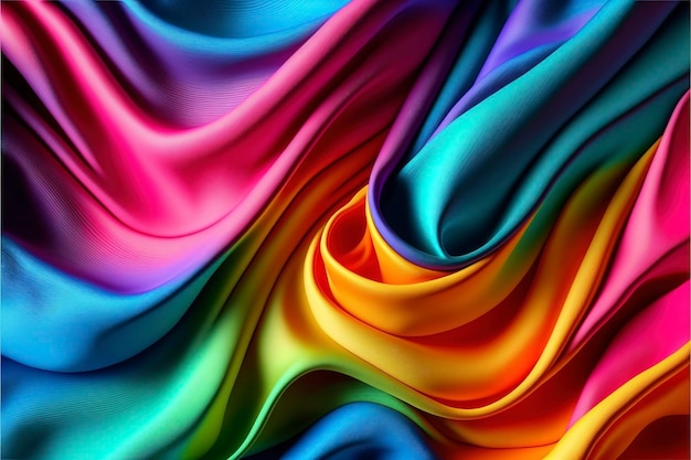 Rainbow colored silk background, abstract luxury cloth.