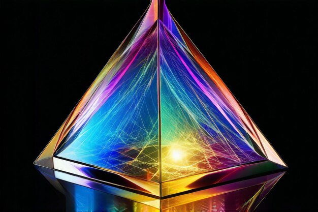 a rainbow colored triangle is shown with a rainbow colored line