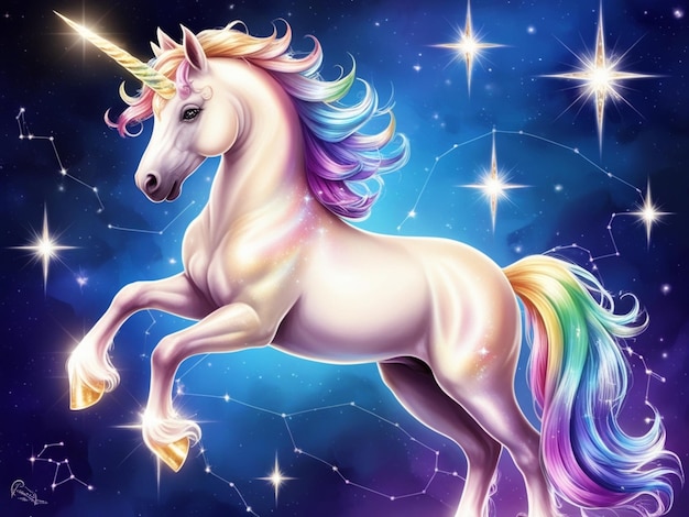 a rainbow colored unicorn with a rainbow on its tail