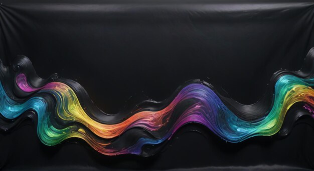 Photo a rainbow colored wave is shown with a black background