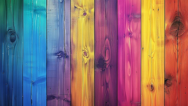 Photo rainbow colored wood background