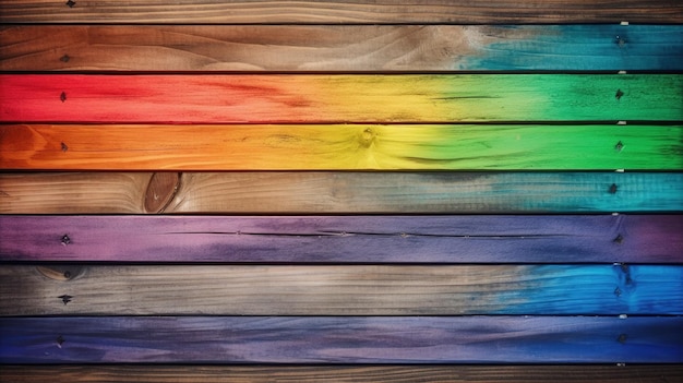 A rainbow colored wood wallpaper