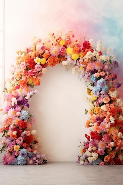 Rainbow colorful floral ornated