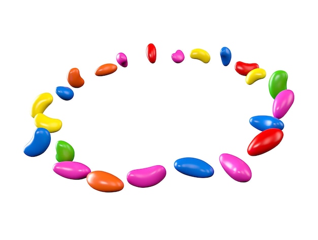 Rainbow colorful Jelly beans flying around 3d illustration