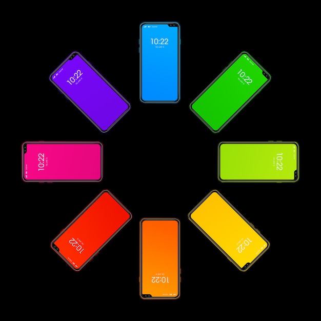 Rainbow colorful smartphone set in circle shape