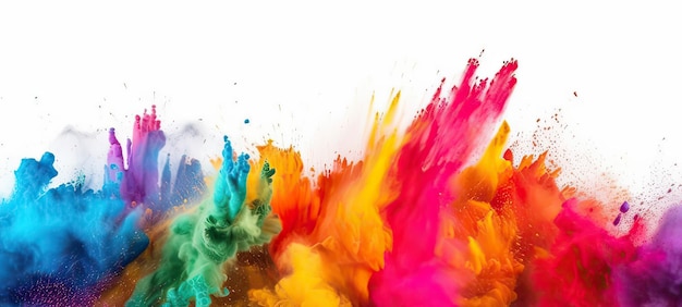 Rainbow of colors Colors explosion Ink in water isolated on white background Generative AI