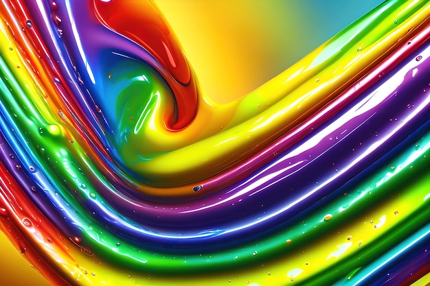 Rainbow colors realistic liquid plastic dynamic fluid abstract background