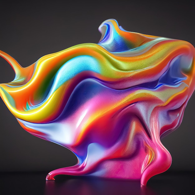 Rainbow colors realistic liquid plastic dynamic wavy fluid abstract background