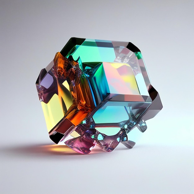 Rainbow Crystal Isolated Titanium Color Stone Rainbow Gem Generative Ai Illustration