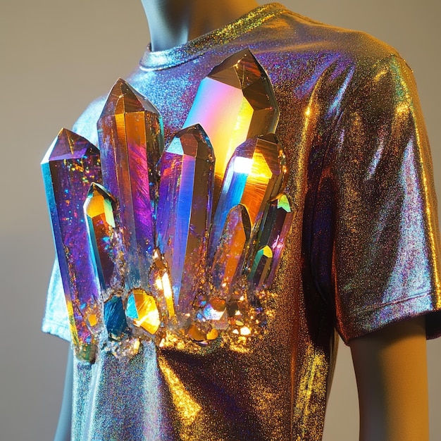 Photo rainbow crystal shirt fashion design