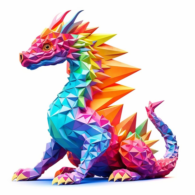 Rainbow dragon paper style Generative AI