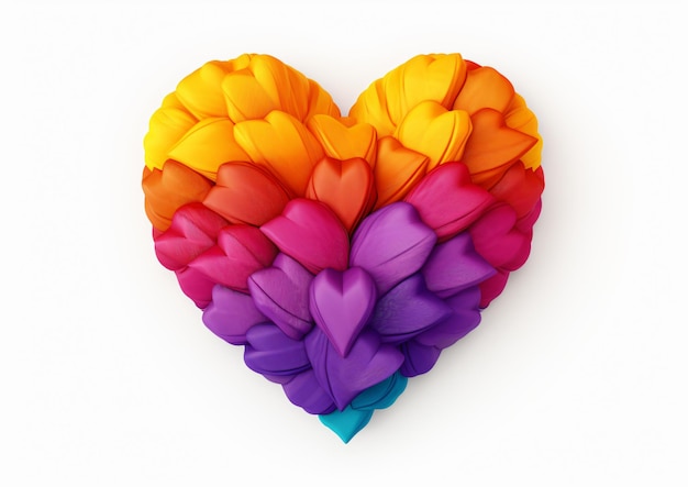 Rainbow Fabric Heart Clipart isolated on white background