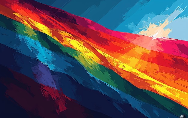 a rainbow flag is shown in a digital illustration