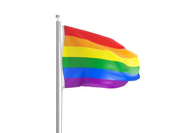 Rainbow flag isolated on white background Symbol of LGBT community include lesbians gays bisexuals and transgender people Alternative love Diversity homosexuality equal marriage 3D rendering