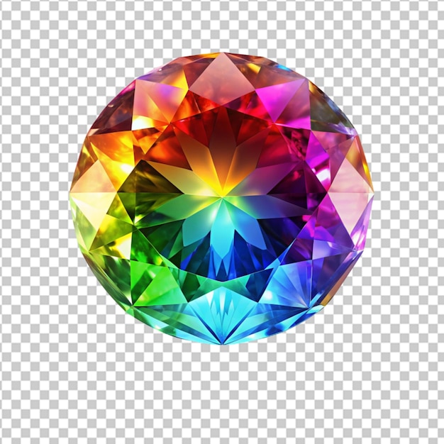 rainbow gemstone sparkling on transparent background