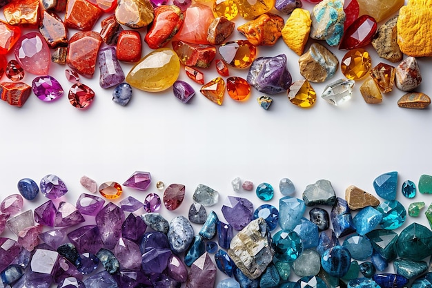 a rainbow of gemstones is among many colors of rainbows