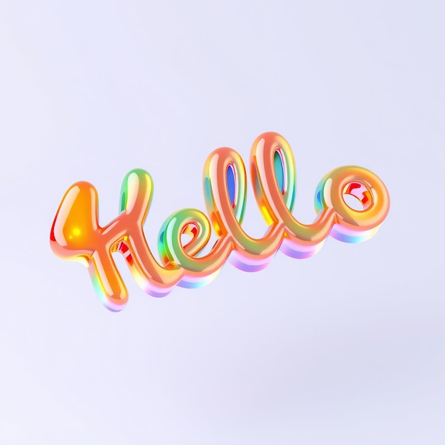 Rainbow Glossy Hello 3D Render