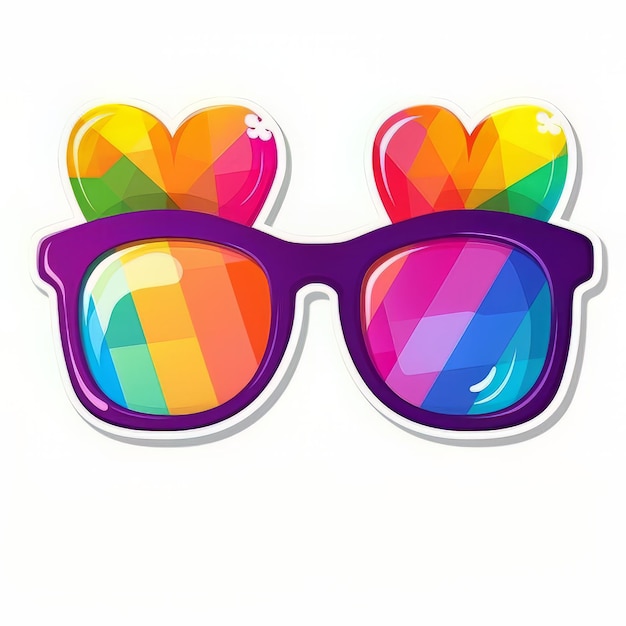 Photo a rainbow heart sunglasses with rainbow hearts on it