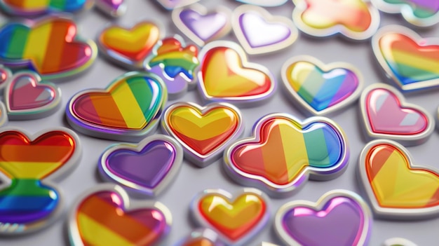 Rainbow Hearts on Table