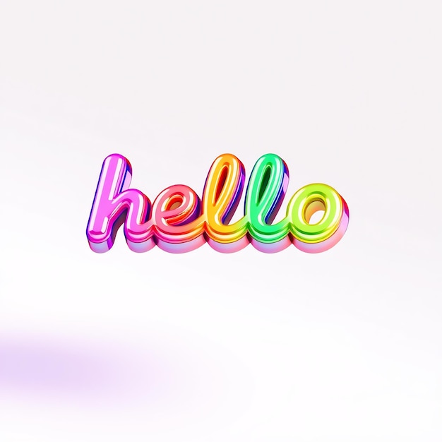 Rainbow Hello 3D Text Effect