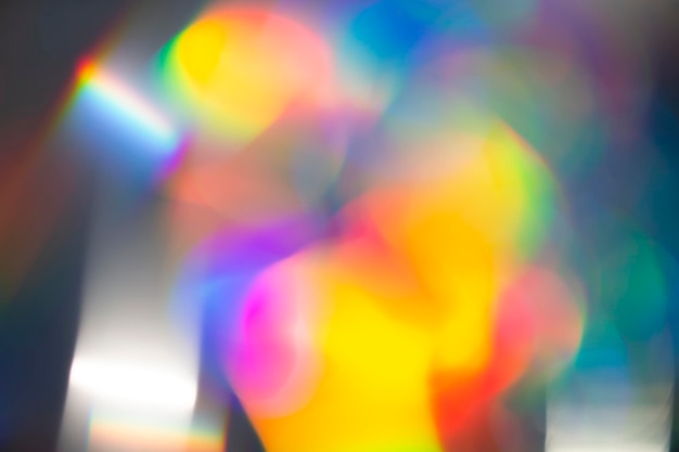 Rainbow holographic bokeh background Multicolored overflows of color