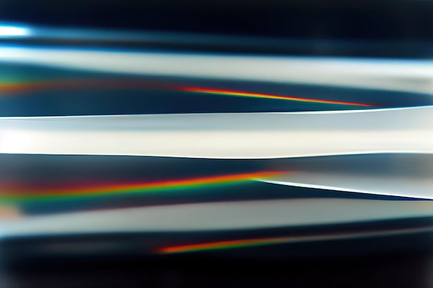 a rainbow is reflected on a glass of some silver scissors