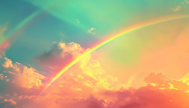 a rainbow is shown in the sky