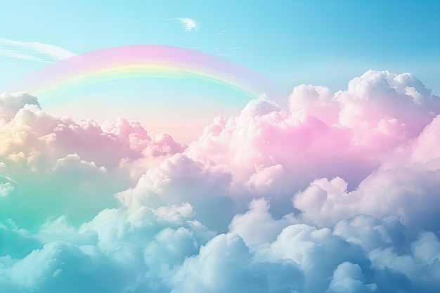 a rainbow is in the sky above the clouds