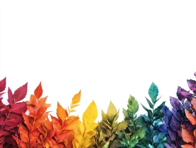 Photo rainbow leaves on white background