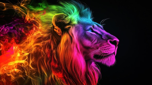 Photo rainbow lion